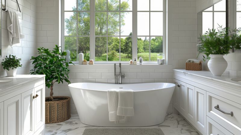 Freestanding Bathtub in a Spacious Bathroom